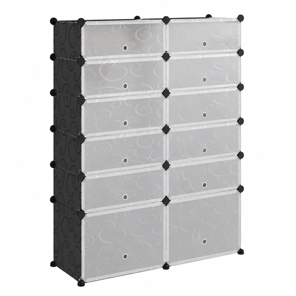 Scarpiera nera compatta in acciaio e PP, 94x37x125 cm, impilabile con ante per ingresso e camera