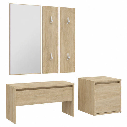 Set ingresso moderno in rovere Sonoma - 5 pezzi con specchio e panca