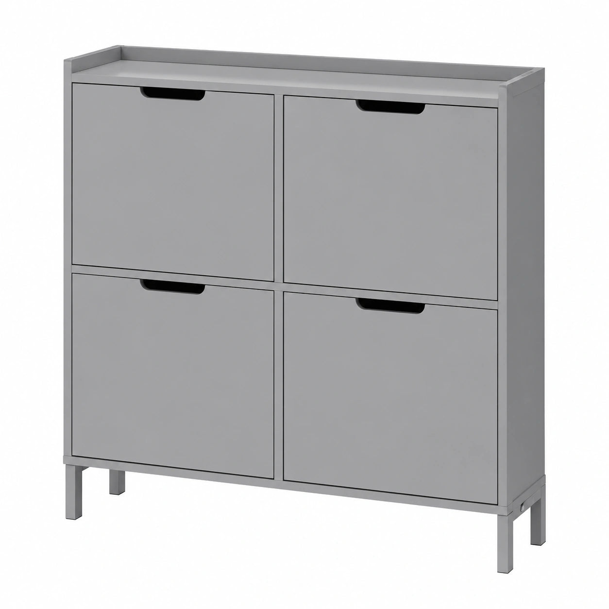 Armadio Scarpiera Slim 4 Ante in Legno per Corridoio - Grigio 100x19x91 cm