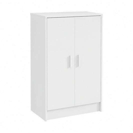 Scarpiera in legno bianca, compatta e salvaspazio, con ante, 60x35x92 cm