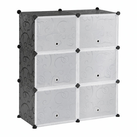 Scarpiera modulare impilabile in polipropilene e acciaio, 84,5x31x93,5 cm, con 20 pannelli grandi e 9 piccoli, 6 ante, salvaspazio ideale per ingresso e guardaroba