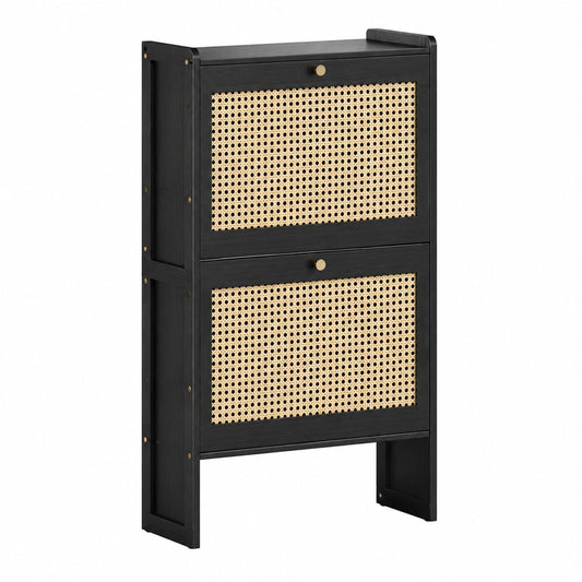Scarpiera compatta in legno moderno per ingresso e camera, 2-3 ante (nero, 87 cm)