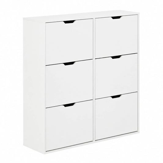 Scarpiera Salvaspazio in Legno con 6 Ante Ribalta, Mobile Moderno per Ingresso o Camera 120x24x114 cm (Bianco)