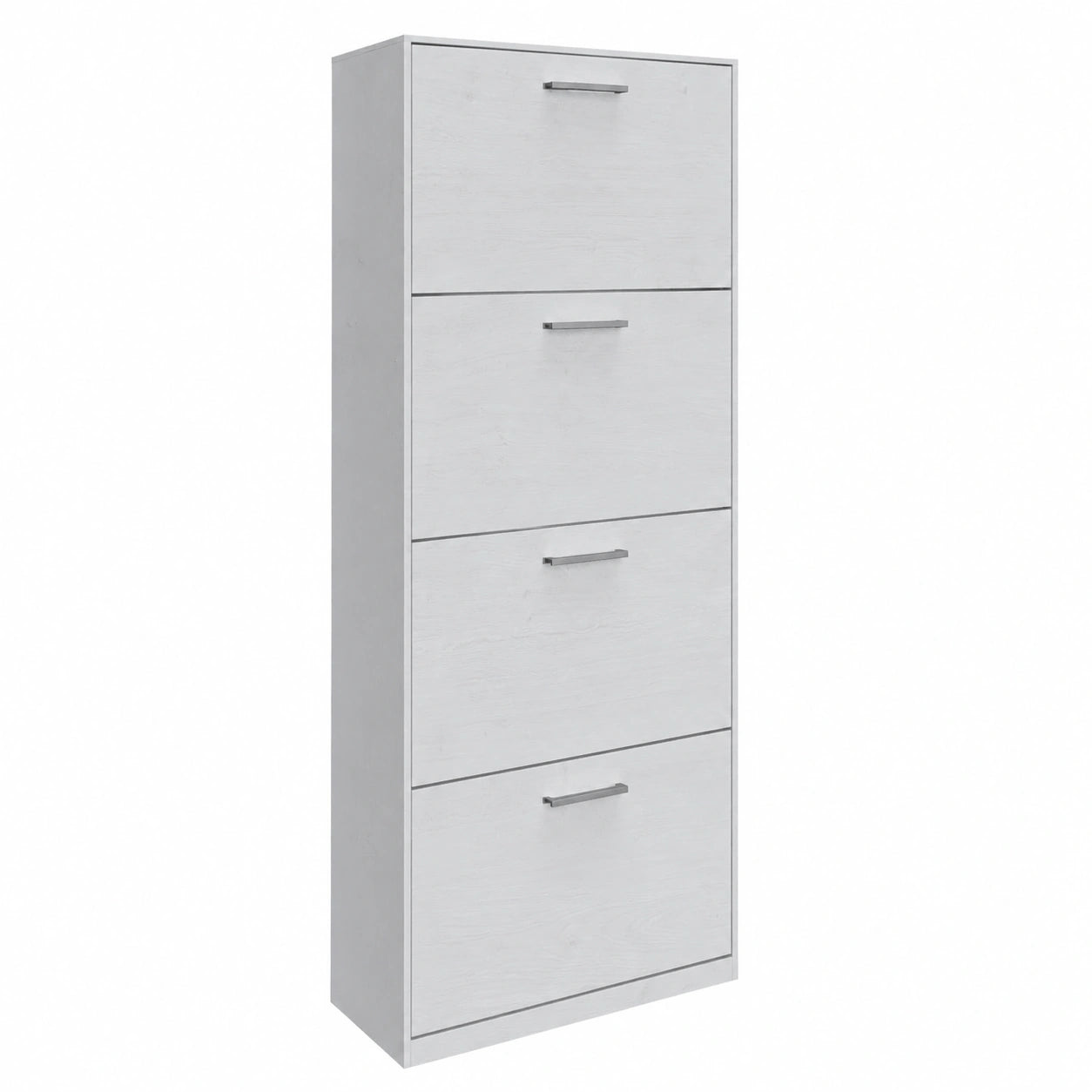 Scarpiera Salvaspazio Moderna in Legno con Doppia Profondità, 4 Ante - Bianco