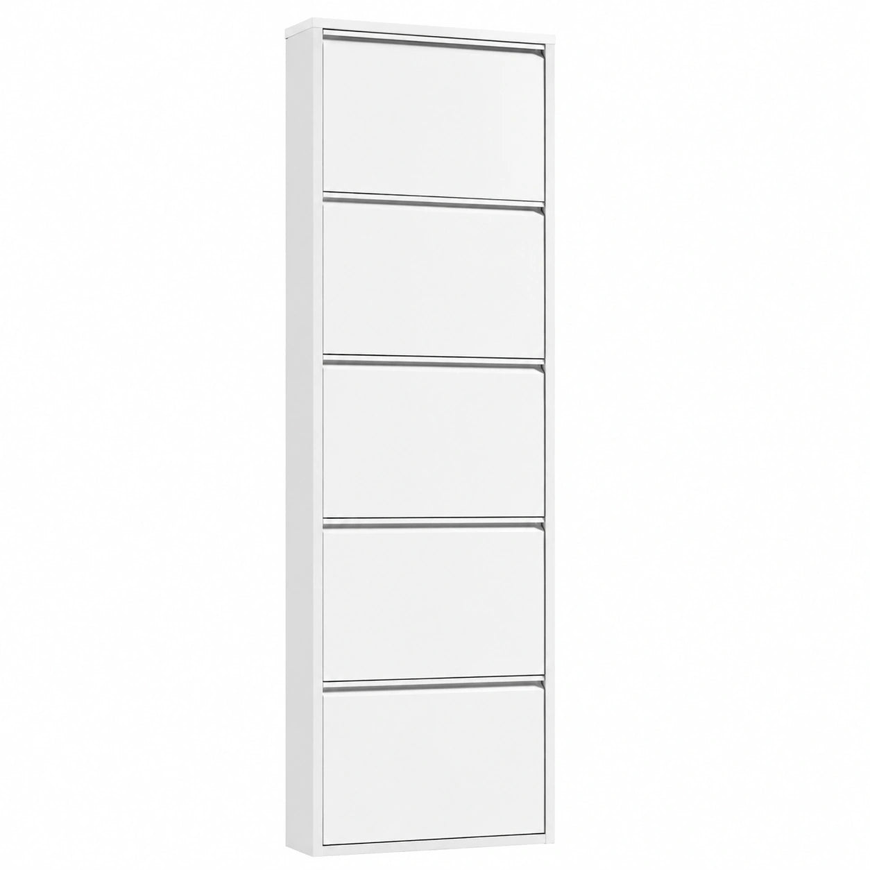 Scarpiera in Metallo Bianco a 5 Ante Ribaltabili, 50x15x172 cm